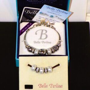 New Bella Perlina Classic Live Laugh Love Dream Bracelet & Slide Charms Bundle